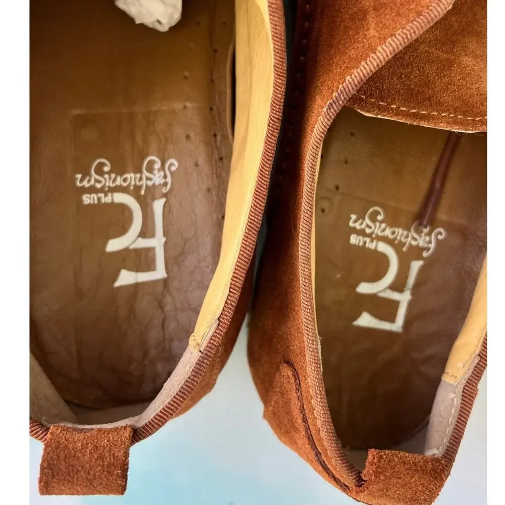 Fashinism Handmaded Men's Brown Soft Suede Shoes with Laces Size 40 EU / 9.5 US - Picture 9 of 10